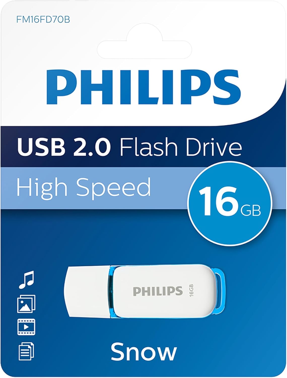 Philips Snow Edition 2.0 USB flash drive 16 GB voor PC, laptop, computer gegevensopslag, leessnelheid tot 21 MB/s - NLMAX