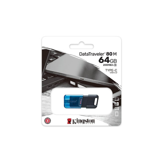 Kingston DataTraveler 80 M USB-C 3.2 Gen 1-200 MB/s 64 GB - DT80M/64GB - NLMAX