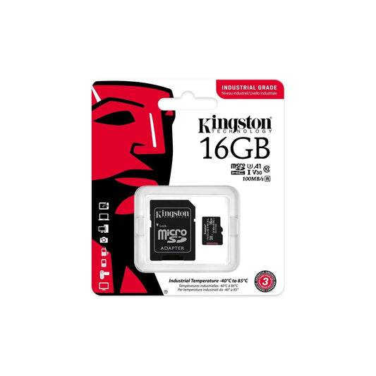 Kingston Industriële microSD - 16GB microSDHC Industrial C10 A1 pSLC kaart + SD-adapter - SDCIT2/16GB - NLMAX