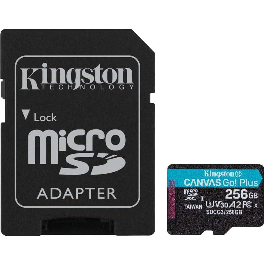 Kingston SDCG3/256 GB micro SD-kaart (256 GB microSDXC Canvas Go Plus 170R A2 U3 V30 met SD-adapter) - NLMAX