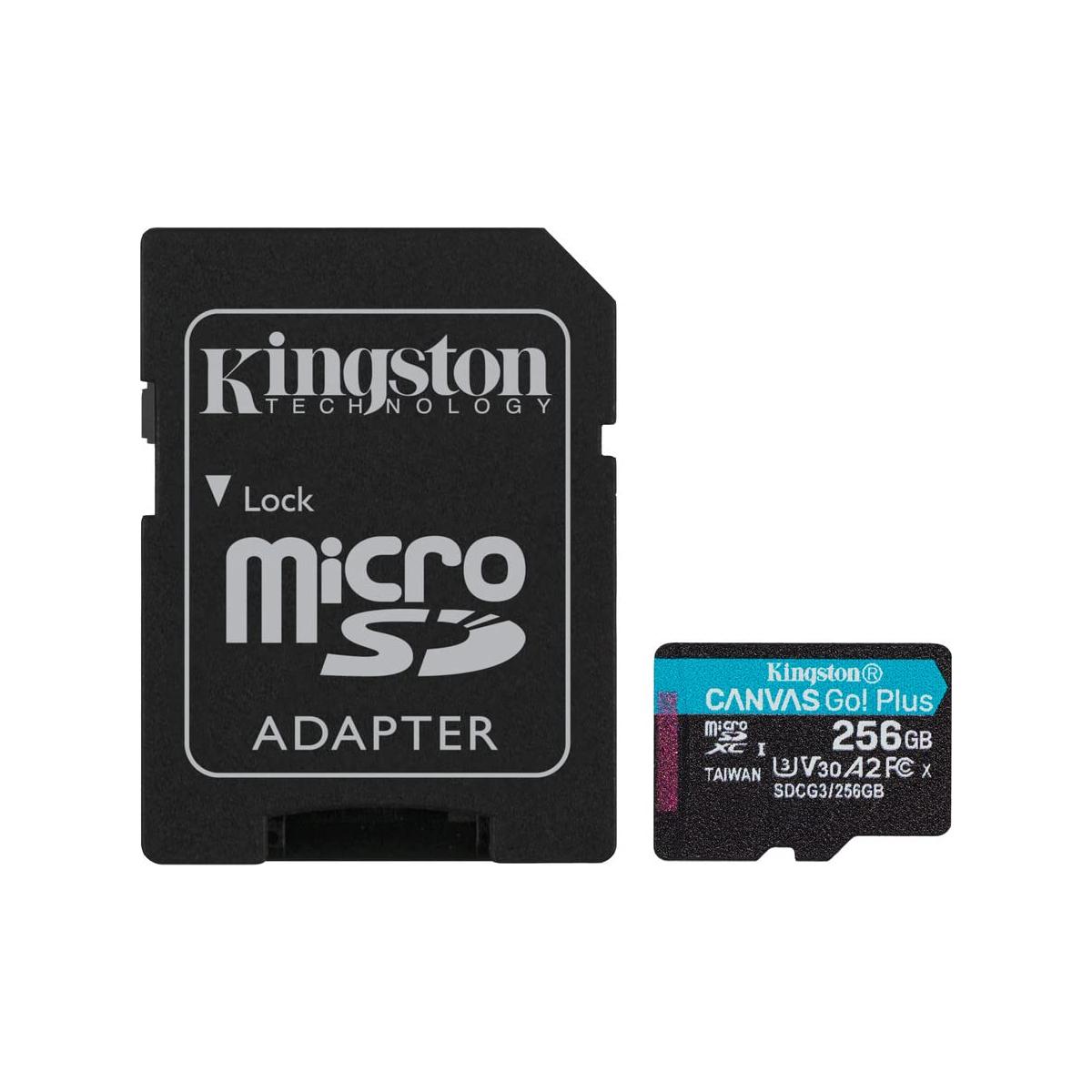 Kingston SDCG3/256 GB micro SD-kaart (256 GB microSDXC Canvas Go Plus 170R A2 U3 V30 met SD-adapter) - NLMAX