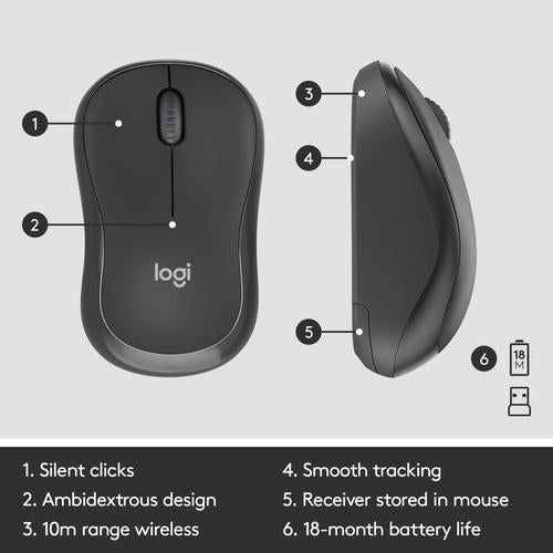 Logitech MK295 Silent Wireless Combo toetsenbord RF Draadloos AZERTY Belgisch Inclusief muis Grafiet - NLMAX