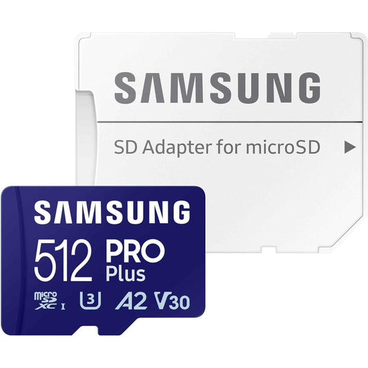 Samsung PRO Plus microSD-geheugenkaart, 512GB, UHS-I U3, Full HD & 4K UHD, 180 MB/s lezen, 130 MB/s schrijven, voor smartphone, drone of action-cam, incl. SD-adapter, MB-MD512SA/EU - NLMAX