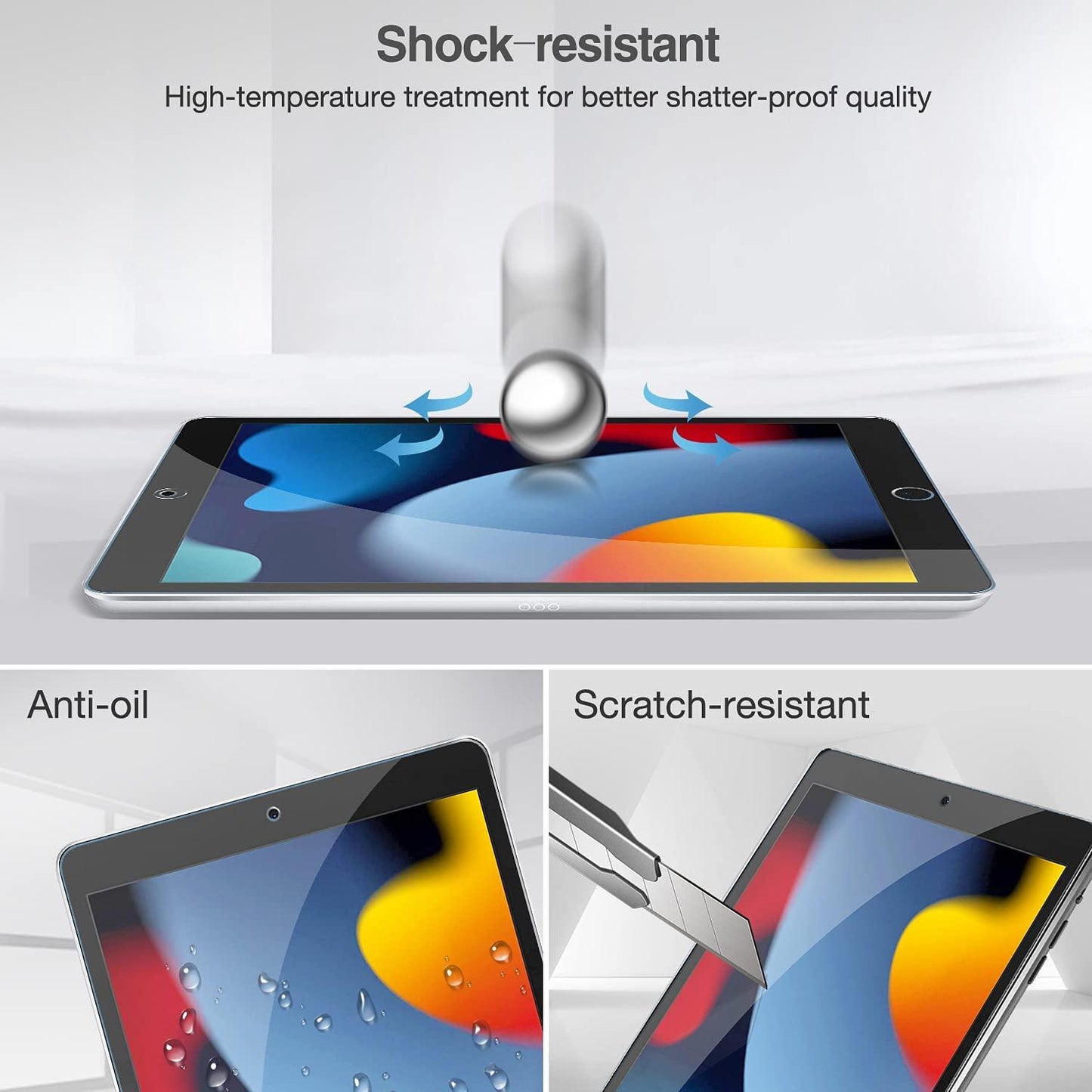 Screen Protector voor iPad 10,2 Inch 2021 9e / 2020 8e / 2019 7e Generatie, Beschermglas Gehard Glas - 9H Helder - NLMAX