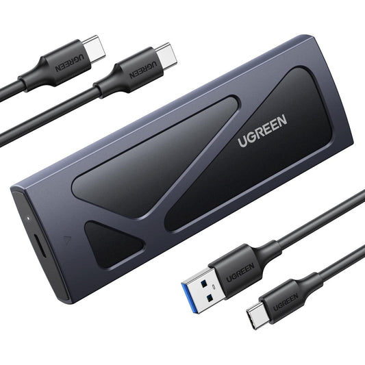 UGREEN M.2 Adapter NVMe SSD Harde Schijf Behuizing USB C 3.2 Gen 2 10Gbps UASP NVMe M.2 2230 2242 2260 2280 SSD NVME M2 Adapter met USB A naar C en USB C naar C Kabels (Zwart) - NLMAX